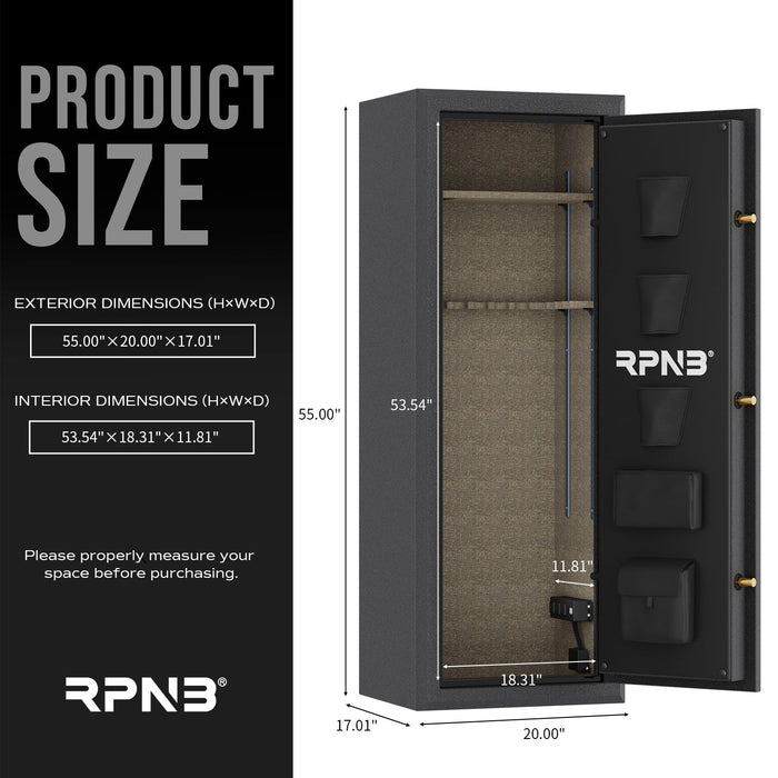 14 Gun Large Fireproof Biometric Fingerprint Rifle Safe for Pistols and Rifles